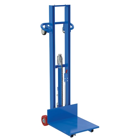 Vestil Steel Lite Load Lift w/Foot Pump, Fixed Wheels/Manual Floor Lock 20 x 20 Platform 400 lb Blue LLH-202053-FWFL
